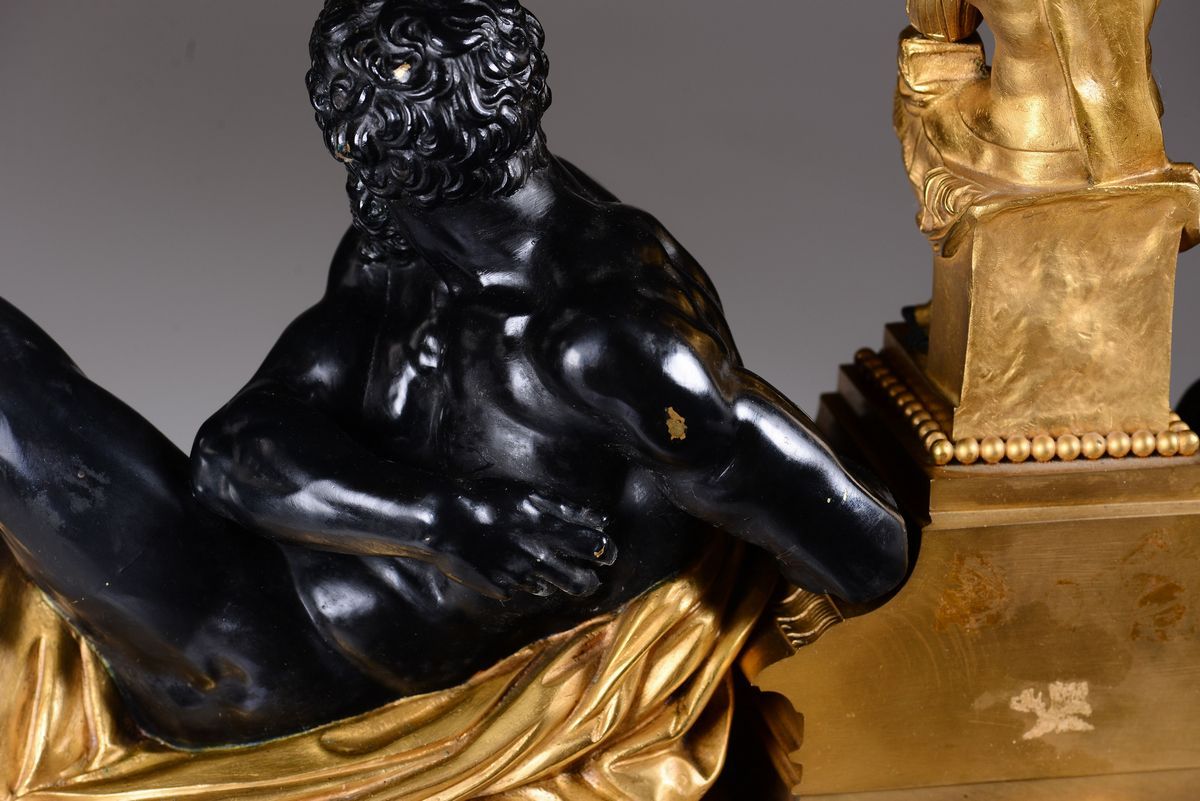 Pendola da Camino in Bronzo e Marmo Rosso, Francia XIX Secolo