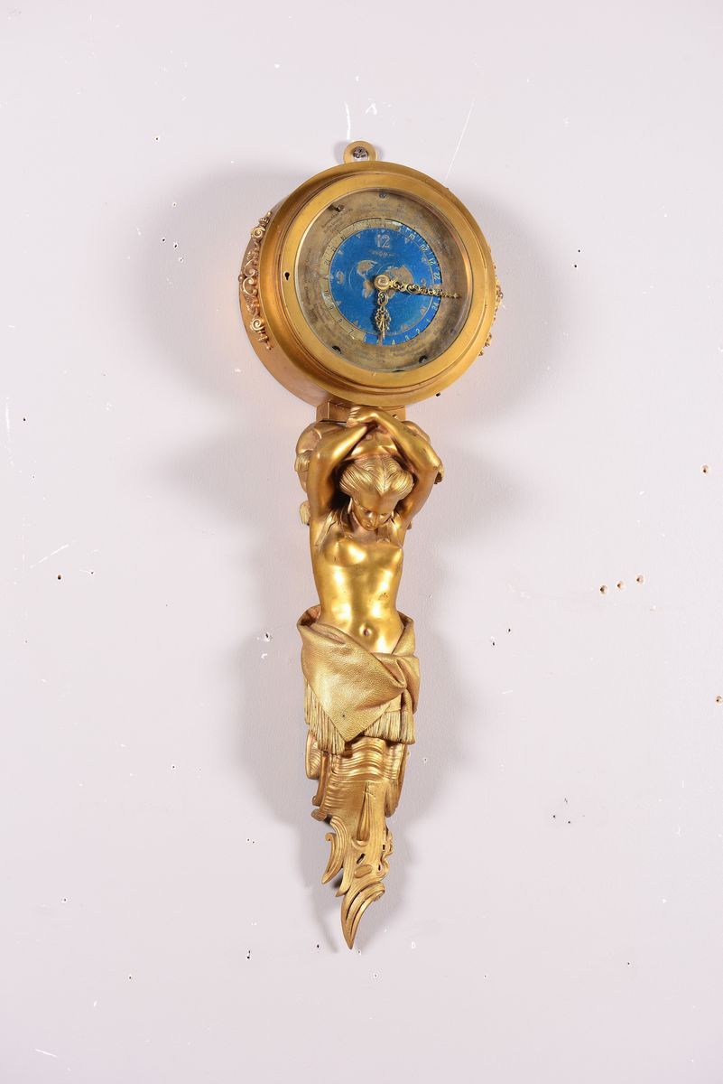 Orologio da Parete in Bronzo Dorato, Fine XIX Secolo