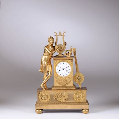 Pendola da Tavolo in Bronzo Dorato, Butte J.ne, Francia XIX Secolo