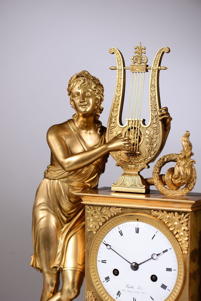 Pendola da Tavolo in Bronzo Dorato, Butte J.ne, Francia XIX Secolo