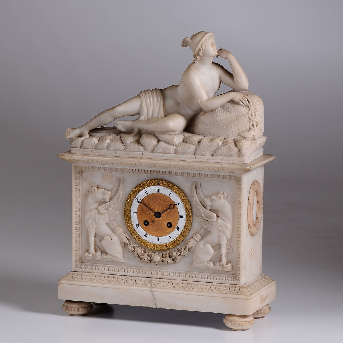 Pendola da Tavolo in Alabastro, XIX Secolo