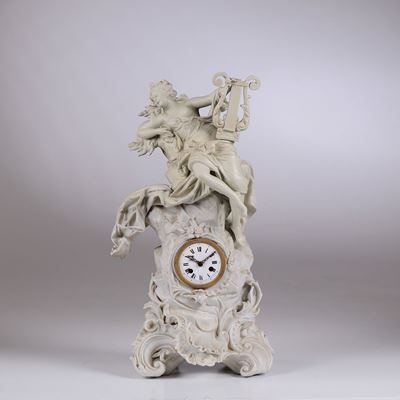 Orologio da Tavolo in Biscuit, Musy Pere Et Fils, Francia XIX Secolo