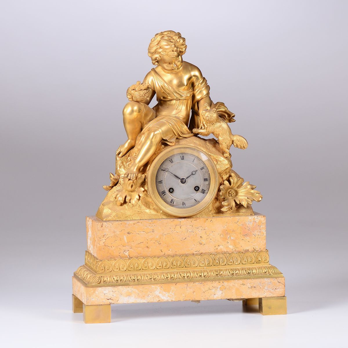Pendola Carlo X in Bronzo Dorato e Marmo, Francia XIX Secolo