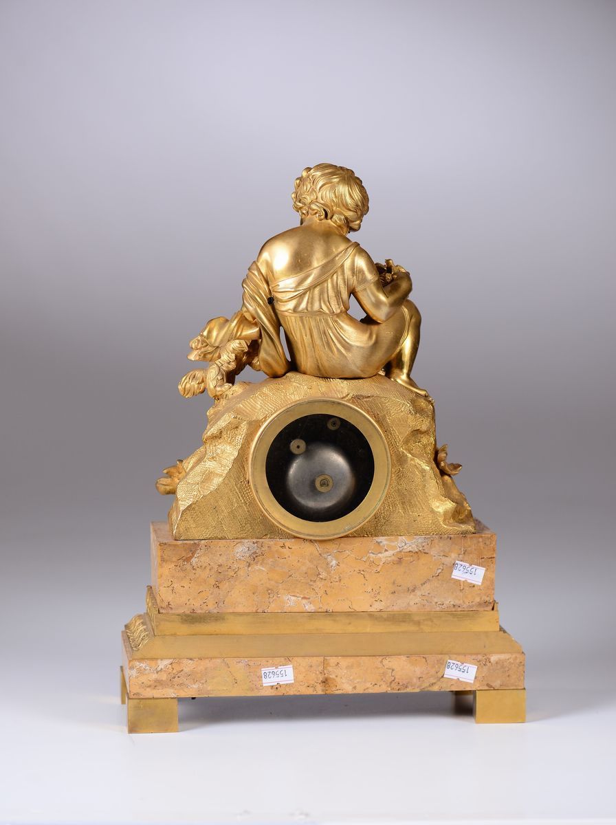 Pendola Carlo X in Bronzo Dorato e Marmo, Francia XIX Secolo