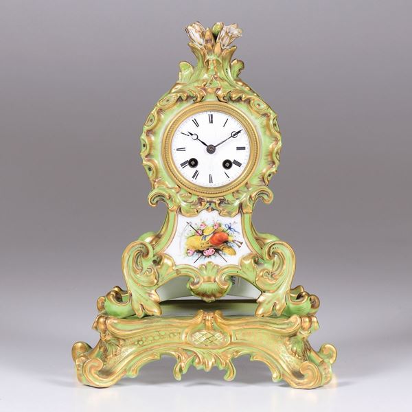 A polychrome porcelain clock, France, Jacob Petit manifacture, 19th century