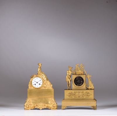 Lotto di Due Pendole da Tavolo in Bronzo Dorato Carlo X, XIX Secolo