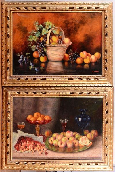 Due Dipinti su Tela Raffiguranti Nature Morte, XX Secolo