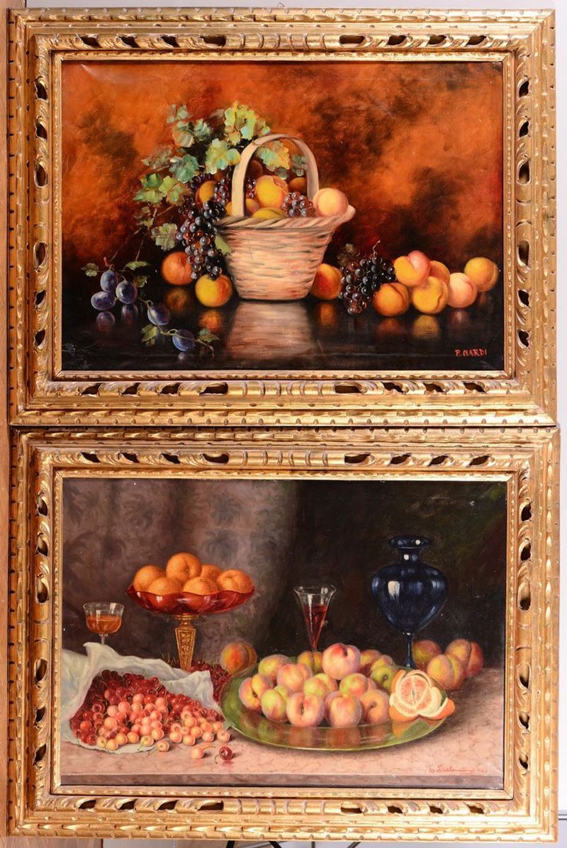 Due dipinti  su tela raffiguranti nature morte, XX secolo  - Asta Antiquariato - Cambi Casa d'Aste