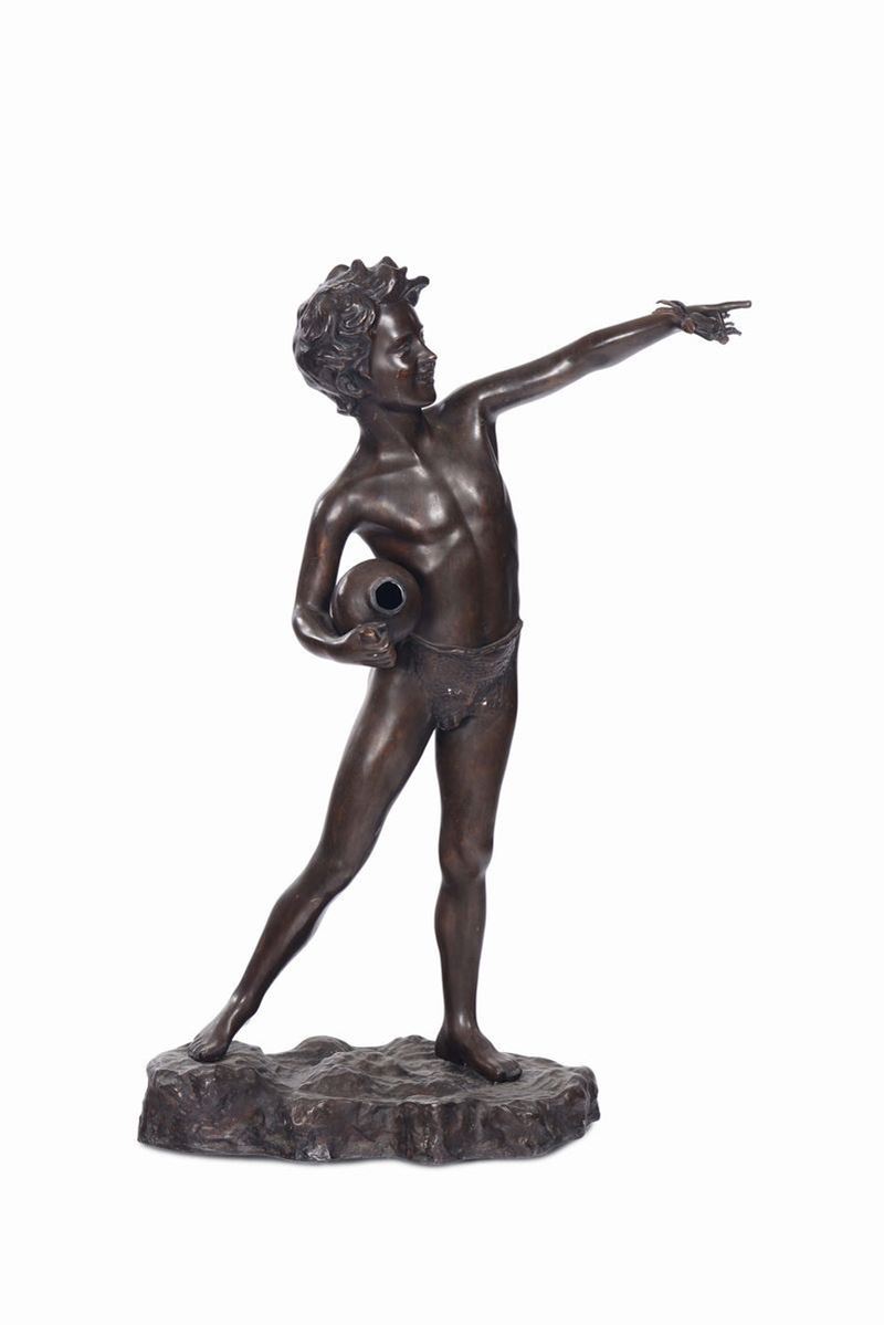 Giovanni De Martino (1879-1935/38) Bambino con brocca e granchio  - Asta Antiquariato - Cambi Casa d'Aste