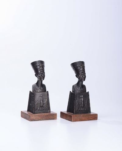 Due Bustini di Faraoni in Bronzo, XIX-XX Secolo