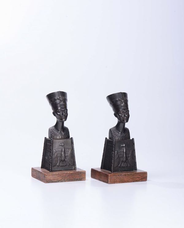 Due bustini di faraoni in bronzo, XIX-XX secolo