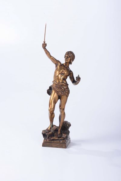 Bronzo Dorato Raffigurante Guerriero con Spada