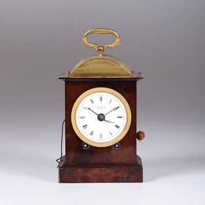 Pendola da Tavola in Legno Lastronato, Robert, Svizzera, XIX Secolo