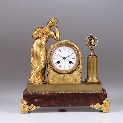 Pendola da Tavolo in Bronzo Dorato, Francia XIX Secolo