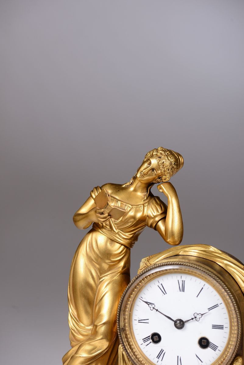 Pendola da Tavolo in Bronzo Dorato, Francia XIX Secolo