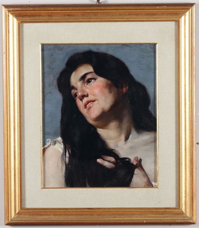Cesare Viazzi (1857 - 1943) Ritratto di giovane donna  - Asta Antiquariato - Cambi Casa d'Aste
