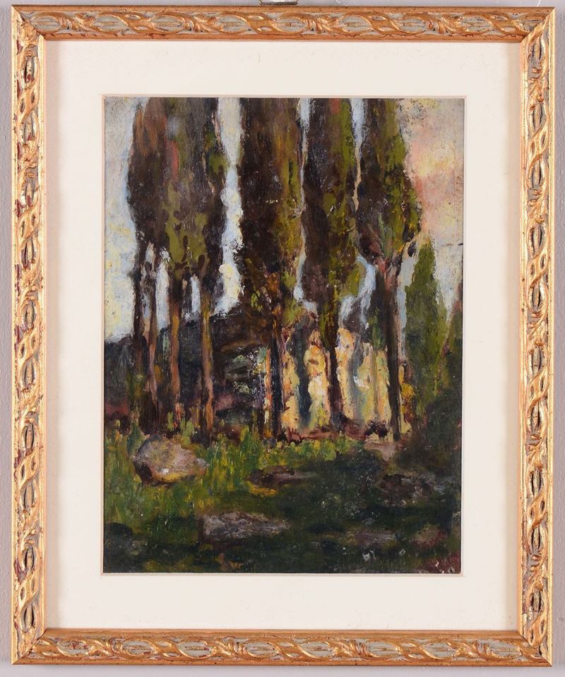 Anonimo del XIX secolo Paesaggio con cipressi  - Auction Fine Art - Cambi Casa d'Aste