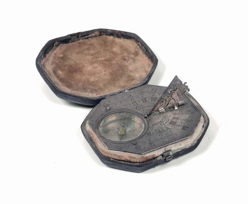 Orologio solare da tasca“Baradelle a Paris”, in argento. Francia XVIII secolo  - Asta Arte Marinara e Strumenti Scientifici - Cambi Casa d'Aste
