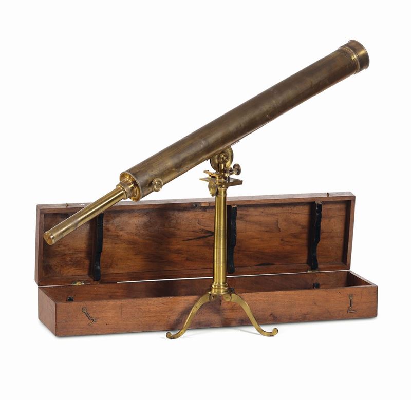 Telescopio a rifrazione con portatile tubo in ottone  - Auction Maritime Art and Scientific Instruments - Cambi Casa d'Aste