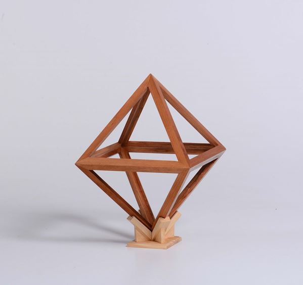 Ottaedro vuoto, poliedro vuoto regolare a 12 spigoli in legno di ciliegio