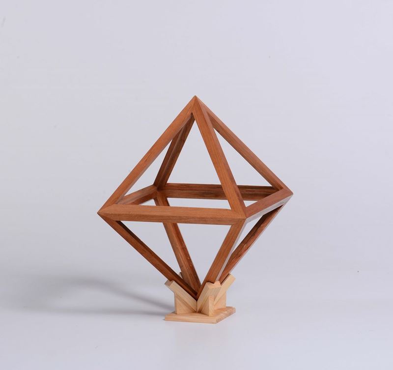 Ottaedro vuoto, poliedro vuoto regolare a 12 spigoli in legno di ciliegio  - Asta Arte Marinara e Strumenti Scientifici - Cambi Casa d'Aste