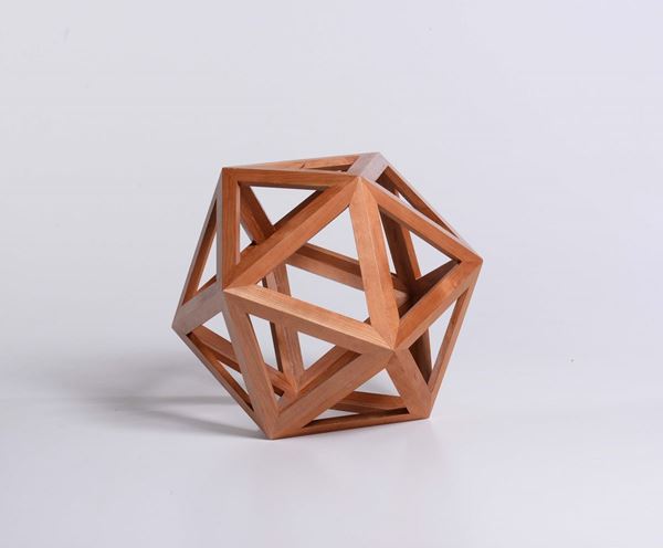Icoesaedro vuoto, poliedro vuoto regolare in legno di ciliegio
