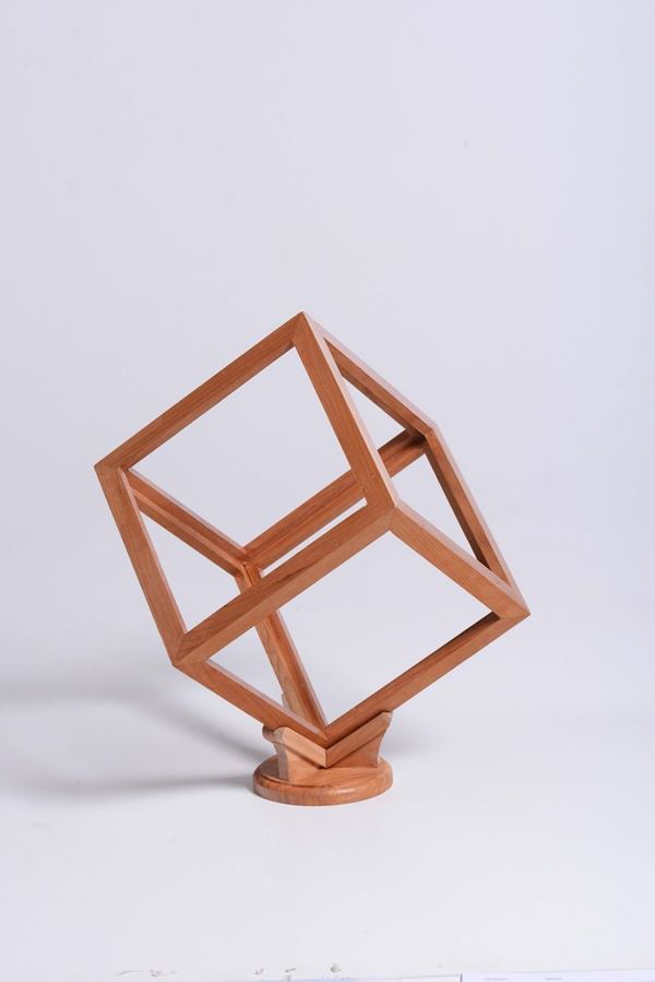 Esaedro vuoto, poliedro vuoto regolare a 12 spigoli in legno di ciliegio