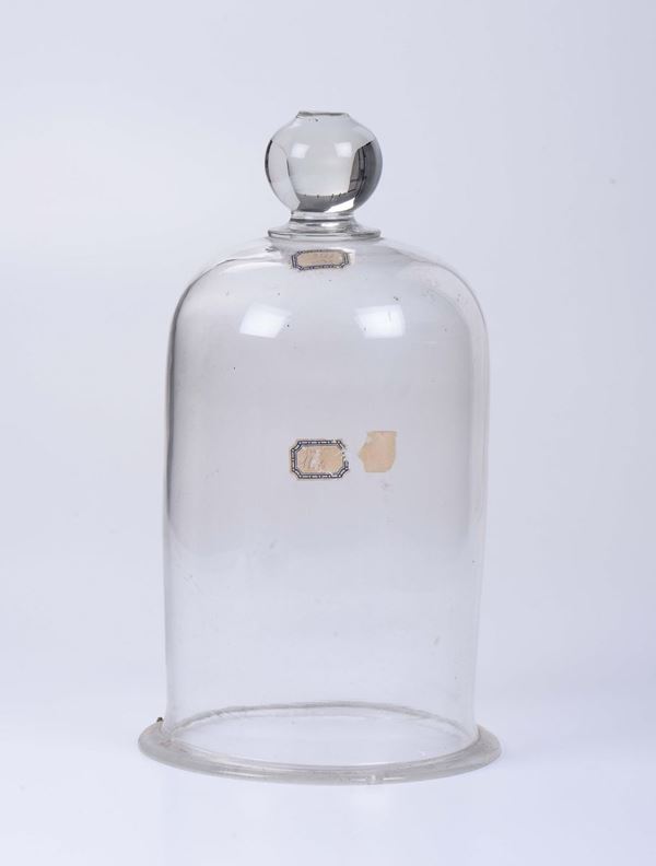 Campana in vetro per piatto di pompa pneumatica, Francia metà XIX secolo