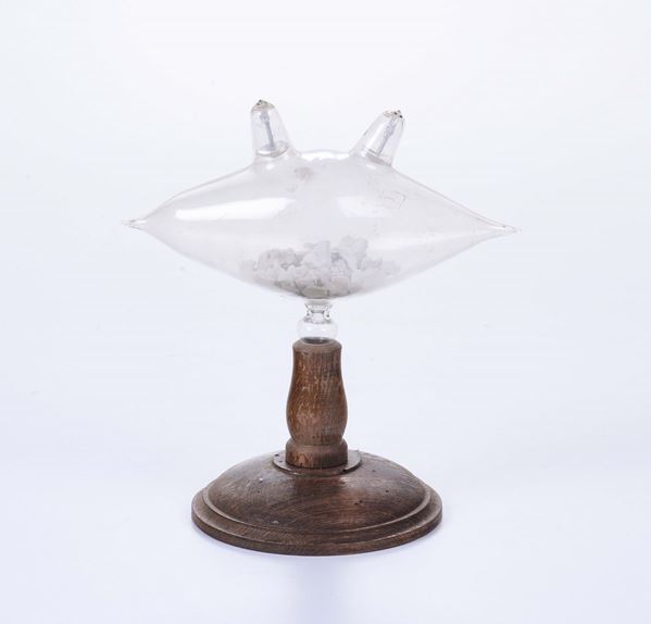 Tubo di Crookes in vetro a forma di navicella, Italia metà XIX secolo