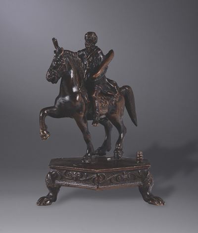 Calamaio in Bronzo con Statua Equestre di Marco Aurelio, Bottega di Severo Calzetta da Ravenna, P...