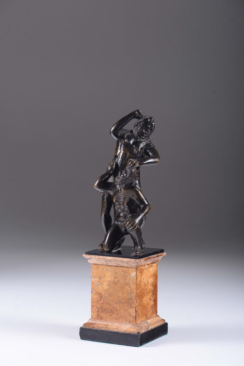 Scultura in Bronzo Fuso e Cesellato Raffigurante Ercole e Caco, Fonditore del Nord Italia del XVI...
