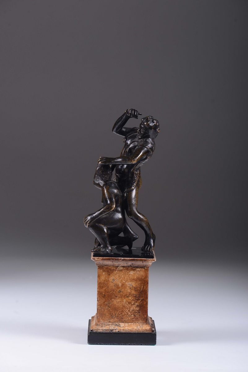 Scultura in Bronzo Fuso e Cesellato Raffigurante Ercole e Caco, Fonditore del Nord Italia del XVI...