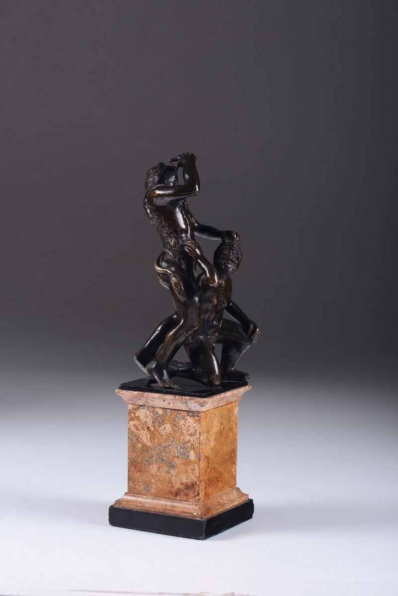 Scultura in Bronzo Fuso e Cesellato Raffigurante Ercole e Caco, Fonditore del Nord Italia del XVI...