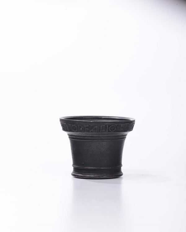 Mortaio in bronzo con iscrizione, XVI-XVII secolo