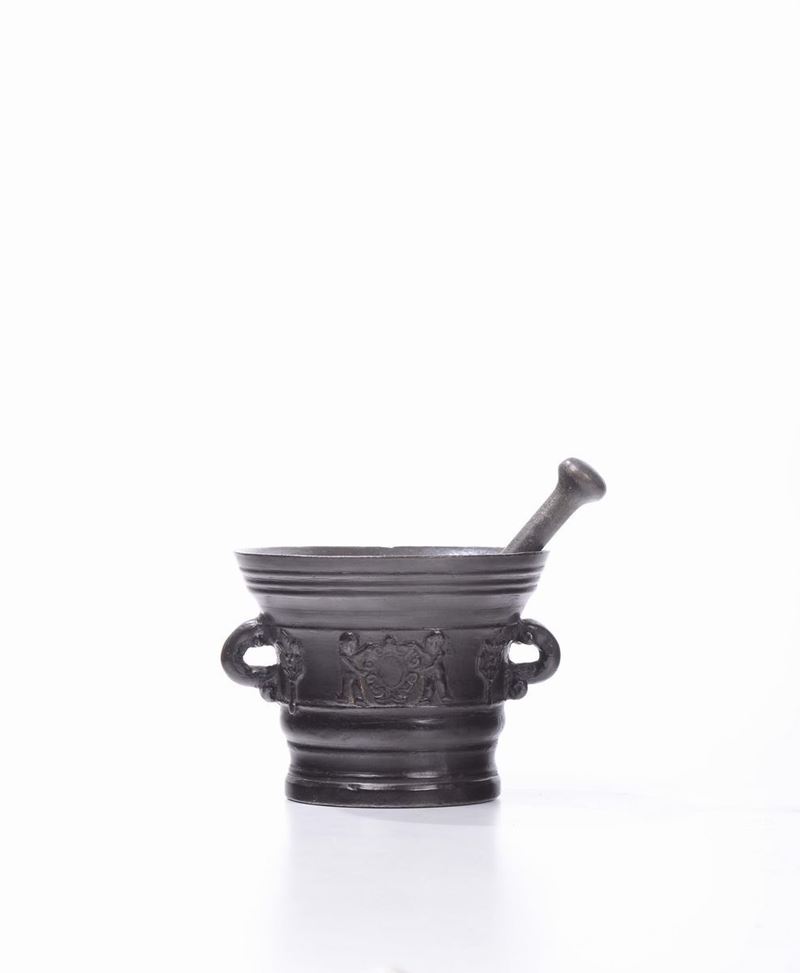 Mortaio in bronzo biansato, XVI-XVII secolo  - Asta Antiquariato - Cambi Casa d'Aste