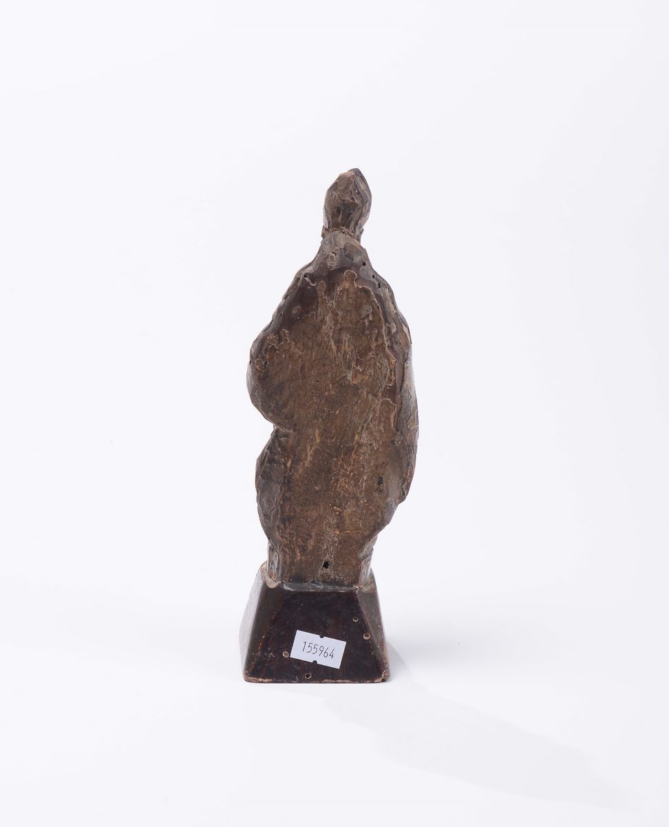 Scultura in Legno Dorato Raffigurante Vescovo, XVII Secolo