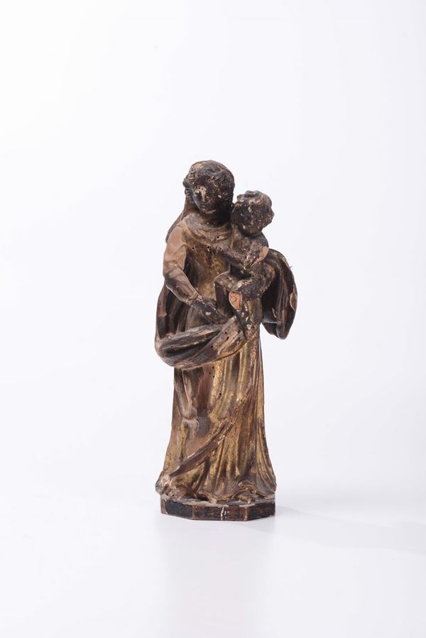 Madonna con Bambino in terracotta dorata e policroma, XVIII secolo