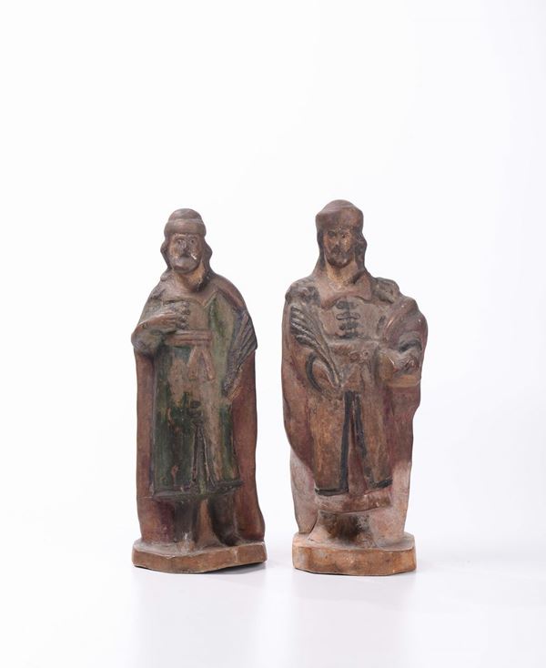 Coppia di Re Magi in terracotta policroma, XVIII secolo