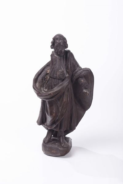Scultura in Legno Intagliato Raffigurante Figura di Sanrto, XVIII Secolo