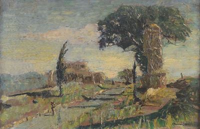Giuseppe Amisani (1881-1941)paesaggio con Cascina