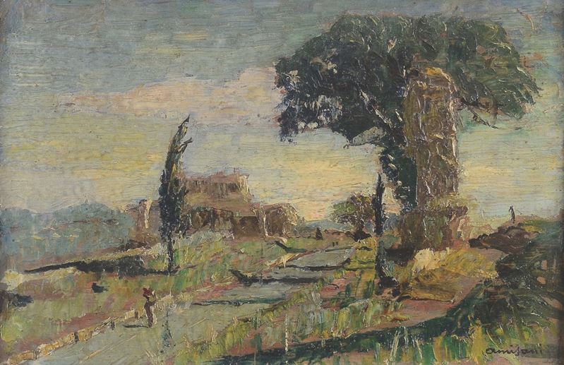 Giuseppe Amisani (1881-1941) Paesaggio con cascina  - Auction Asta a Tempo Antiquariato - II - Cambi Casa d'Aste