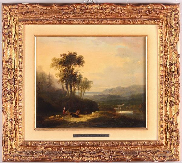 Samuel David Colkett (1806-1863) Paesaggio con figure