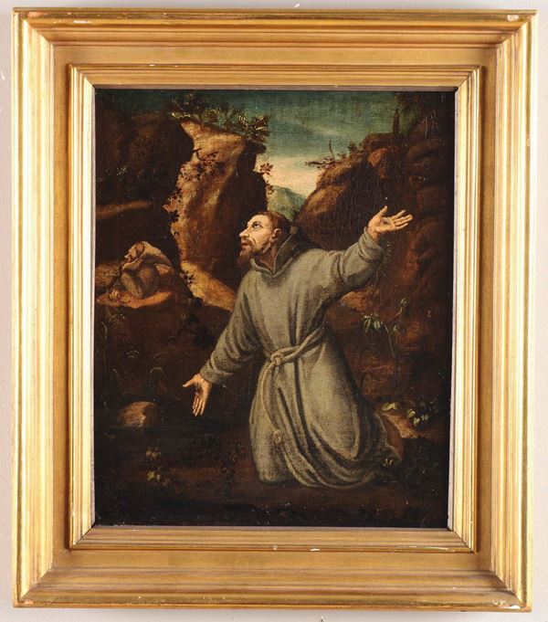 Scuola del XVII secolo San Francesco riceve le stigmate