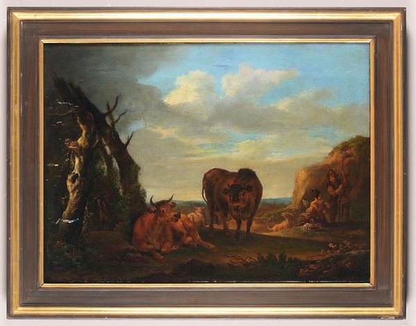 Willem Romeyn (1624-1694) Paesaggio con mucche al pascolo