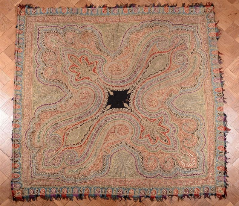 Tessuto in seta ricamata, Kashmir, XIX secolo  - Asta Arte Orientale - Asta Online - Cambi Casa d'Aste