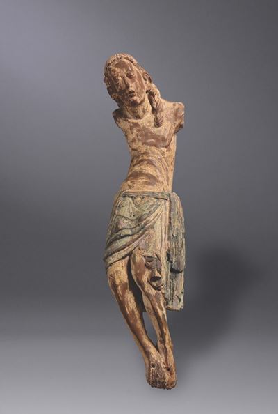 Corpus Cristi. Scultura in Legno Policromo, Spagna, Catalogna (?) Probabile XIV Secolo.