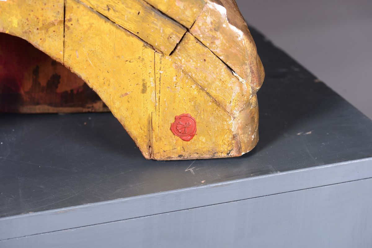 Busto Virile in Legno Scolpito e Dorato, Scultore Attivo nel Nord Italia nel XVII Secolo.
