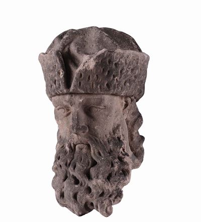 Testa Virile in Pietra Calcarea, Scultore Tedesco o Francese del XVI Secolo.