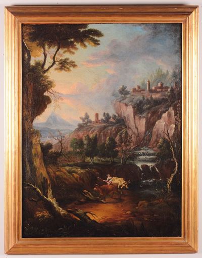 Scipione Cignaroli (milano 1690 - Torino 1753), Attribuito Apaesaggio con Cascate e Pastorella