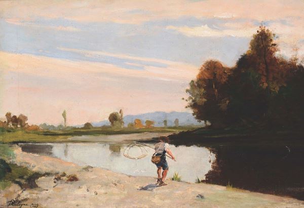 Domenico Bologna (1845-1885) Pescatori sul Po